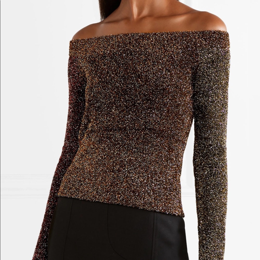 NWT Alexander McQueen MCQ metallic knitted sweater.